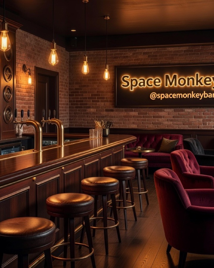 Barra de Space Monkey Bar de noche
