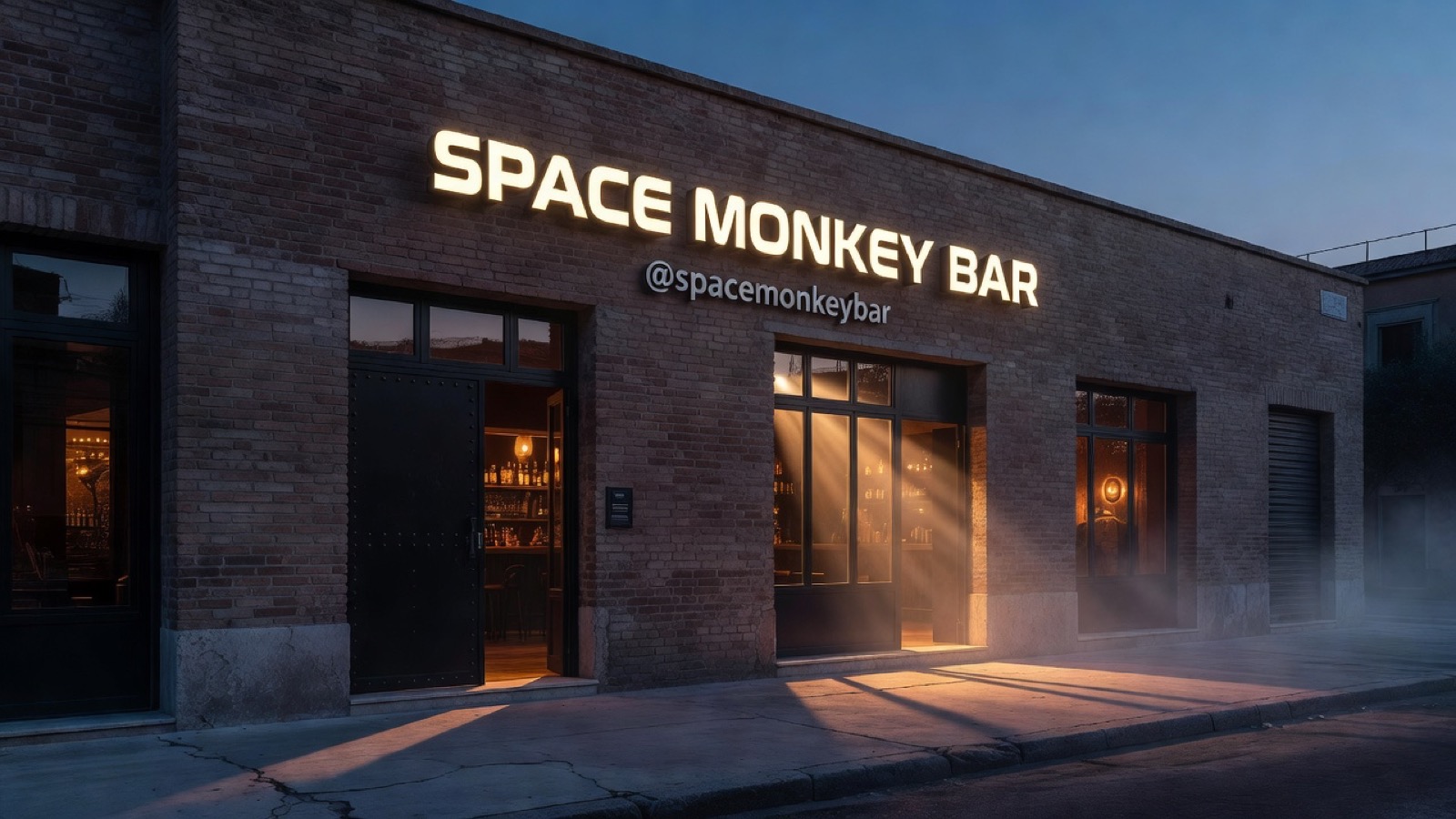 Interior nocturno de Space Monkey Bar, Palermo CABA